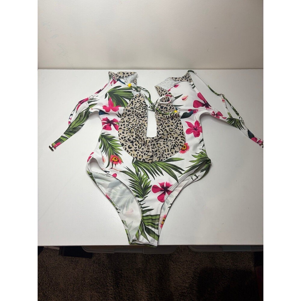 Leopard & Floral Monokini Swimsuit